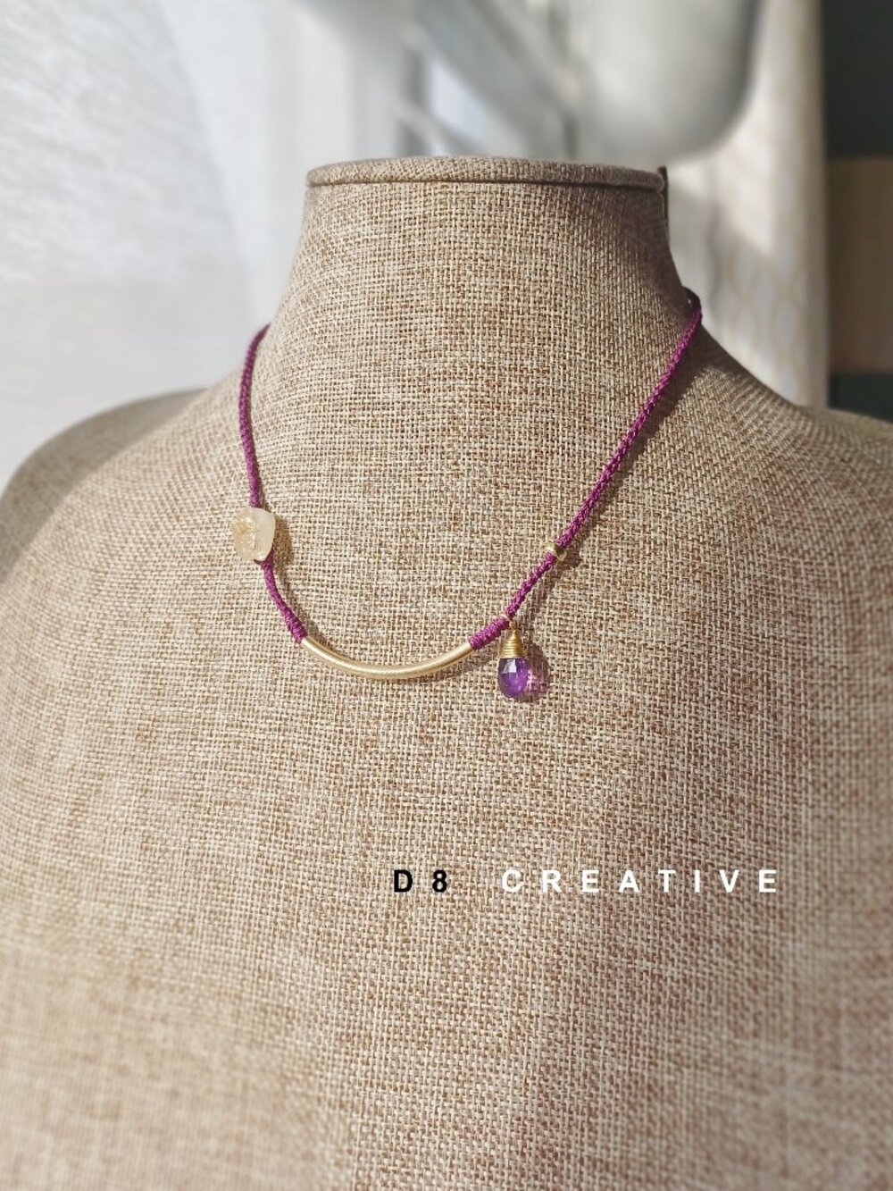 New amethyst & citrine crystal with 14K gold filled hand woven necklace